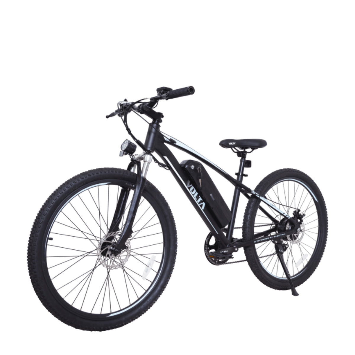 Volta VB4 NEO in Schwarz, Dreiviertelansicht aus der Gegenrichtung.