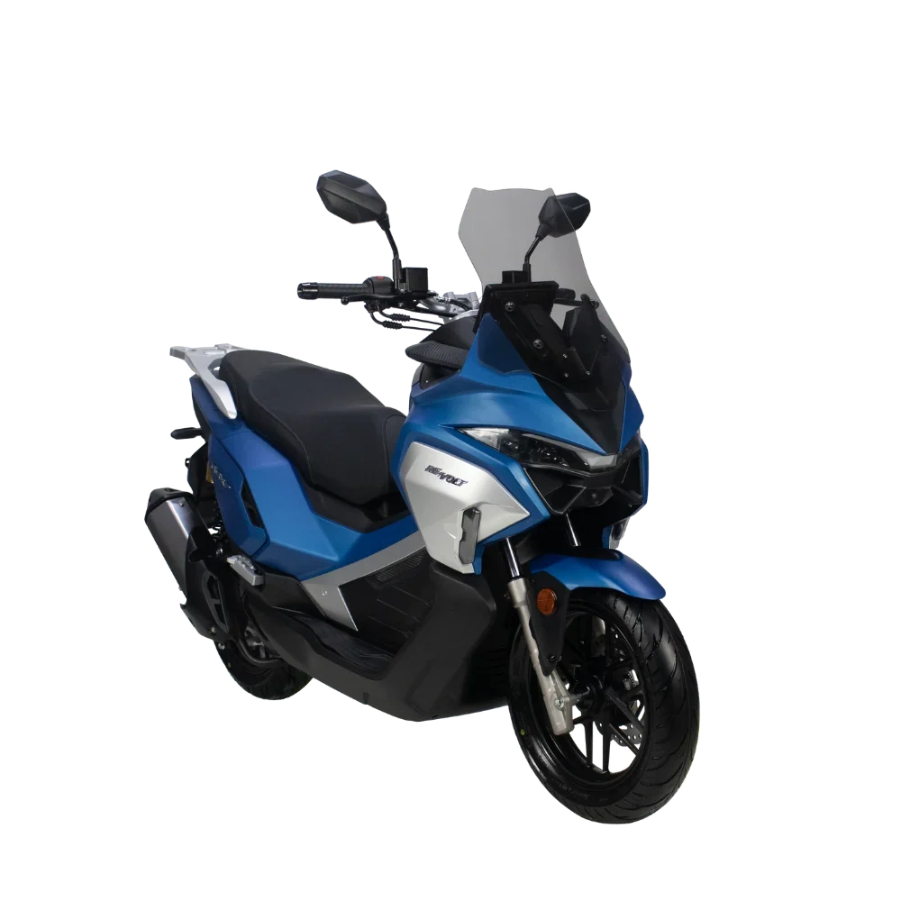Volta RSX7 in Blau, Dreiviertelansicht von vorn.