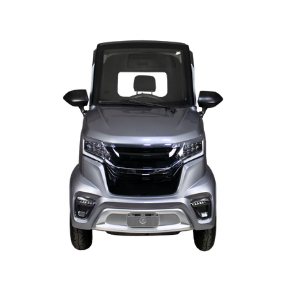 Volta EV1 in Silber, Frontansicht.