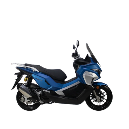 Volta RSX7 in Blau, Seitenansicht mit Front nach rechts.