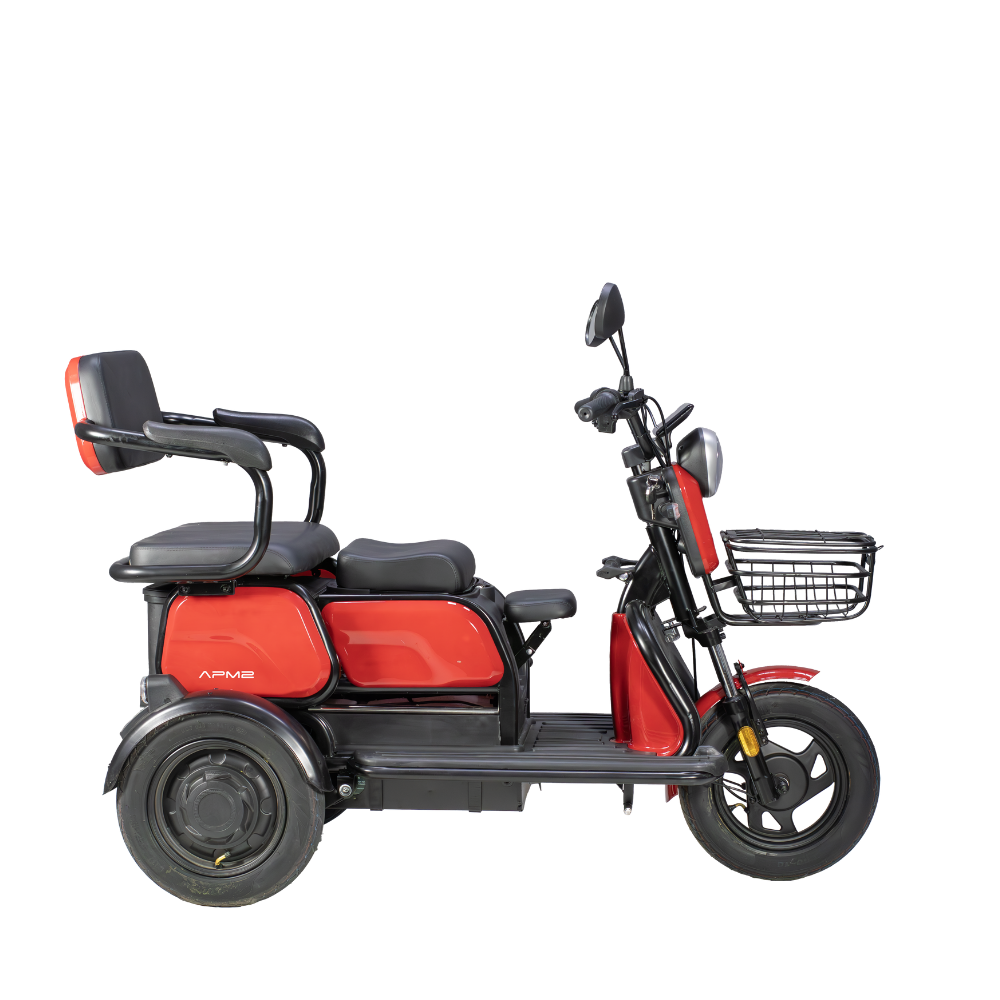 Volta APM2 in Rot, Seitenansicht mit Front nach rechts.
