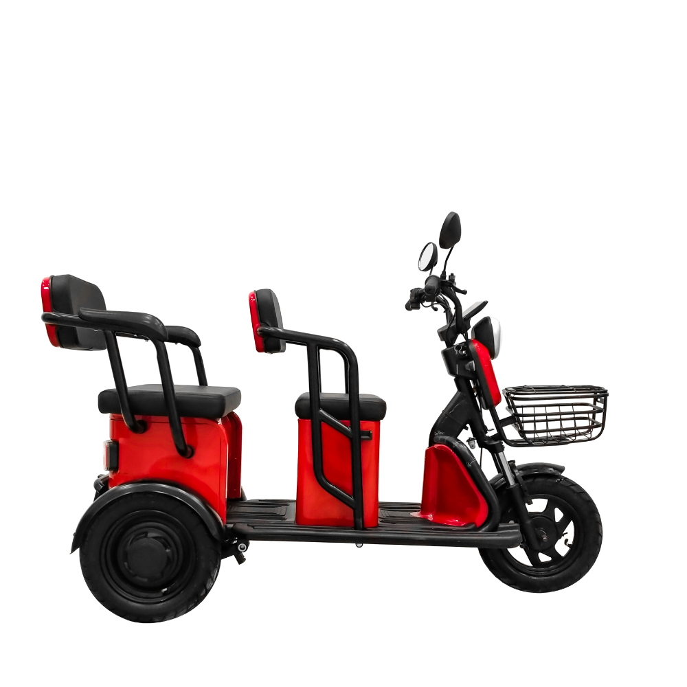 Volta APM5 in Rot, Seitenansicht mit Front nach rechts.