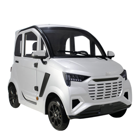Volta EV2 in Weiß, Dreiviertelansicht von vorn.