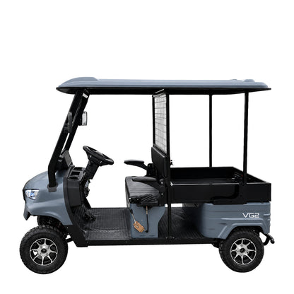 Volta VG2 Elektro-Golfcart in Nardograu, linke Seitenansicht.