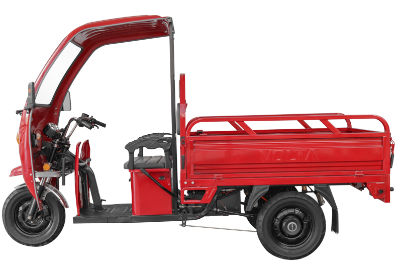Volta VT5 alte Generation mit Haube in Rot, Seitenansicht mit Front nach links.