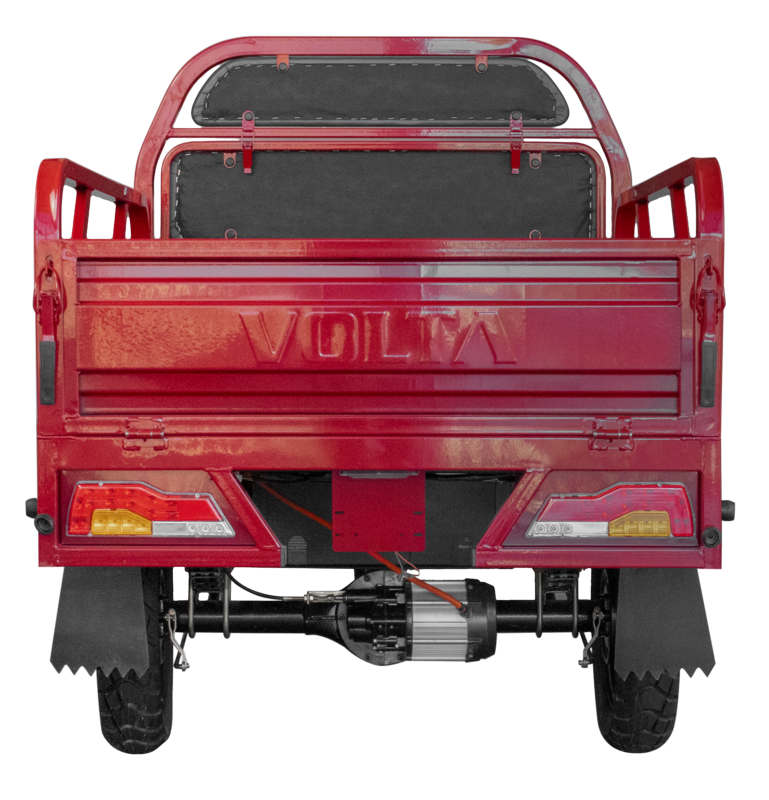 Volta VT5 alte Generation ohne Haube in Rot, Heckansicht.