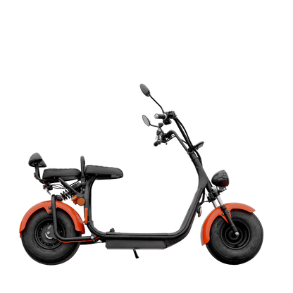 Volta SE 03 MAX in Orange, Seitenansicht mit Front nach rechts.